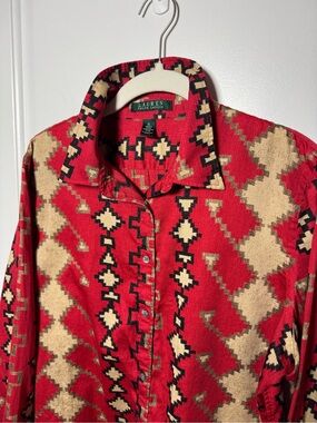 Lauren Ralph Lauren Men’s XL Red Southwestern Corduroy Button-Down Shirt
